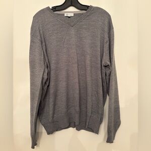 Peter Millar Merino Wool Silk Blend V Neck Pullover Sweater Grey Mens XL